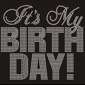 It&#39;s My Birthday Clear Bling Embellished Rhinestone T-shirt