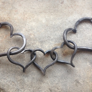Iron Heart Family, Bunting Style Chain for 6th Wedding Anniversary Gift, Iron Anniversary Present for Family