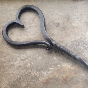 Fire Poker &#39;Burning Love&#39;  Heart Topped Fire Poker for Fireplace or Woodburner, Blacksmith Made
