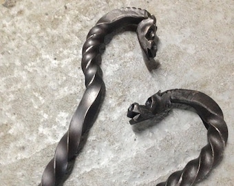 Dragon Head Fire Poker, Fire Tool, Forged Dragons Head, Blacksmith Made Fireplace Tool