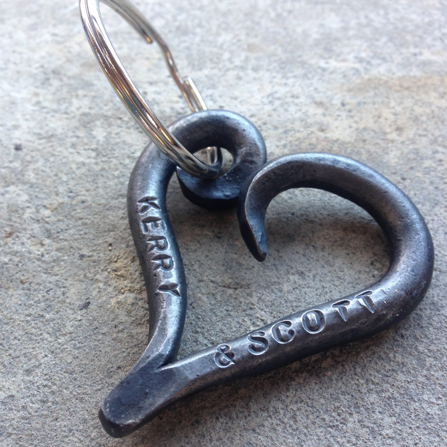 Heart Keyring Iron Keychain Personalized with Names or Etsy