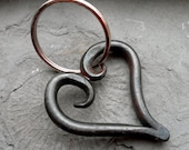 Iron Heart Keyring, Hand Forged, Iron Anniversary Gift, Blacksmith Made, Made in Dorset