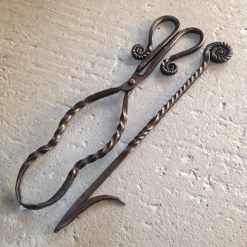 Ammonite Fire Poker and Fire Tongs Log Tongs Fire Tools for Etsy