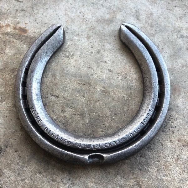 6th Wedding Anniversary, Iron Anniversary Personalized Horse Shoe Recycled Horse Shoe