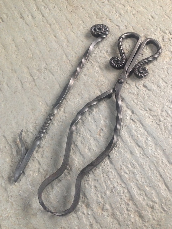 Ammonite Fire Poker And Fire Tongs Log Tongs Fire Tools For Etsy