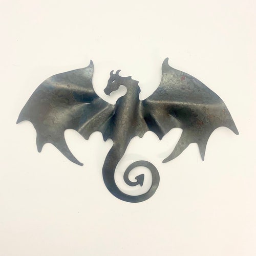 Iron Flying Dragon Wall Decor Garden Decor Fantasy Wall Etsy