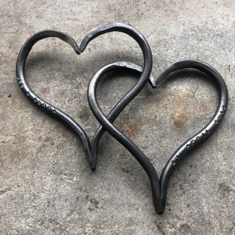 Pair of Interlinked Iron Hearts 6th Anniversary Gift Can Be Etsy