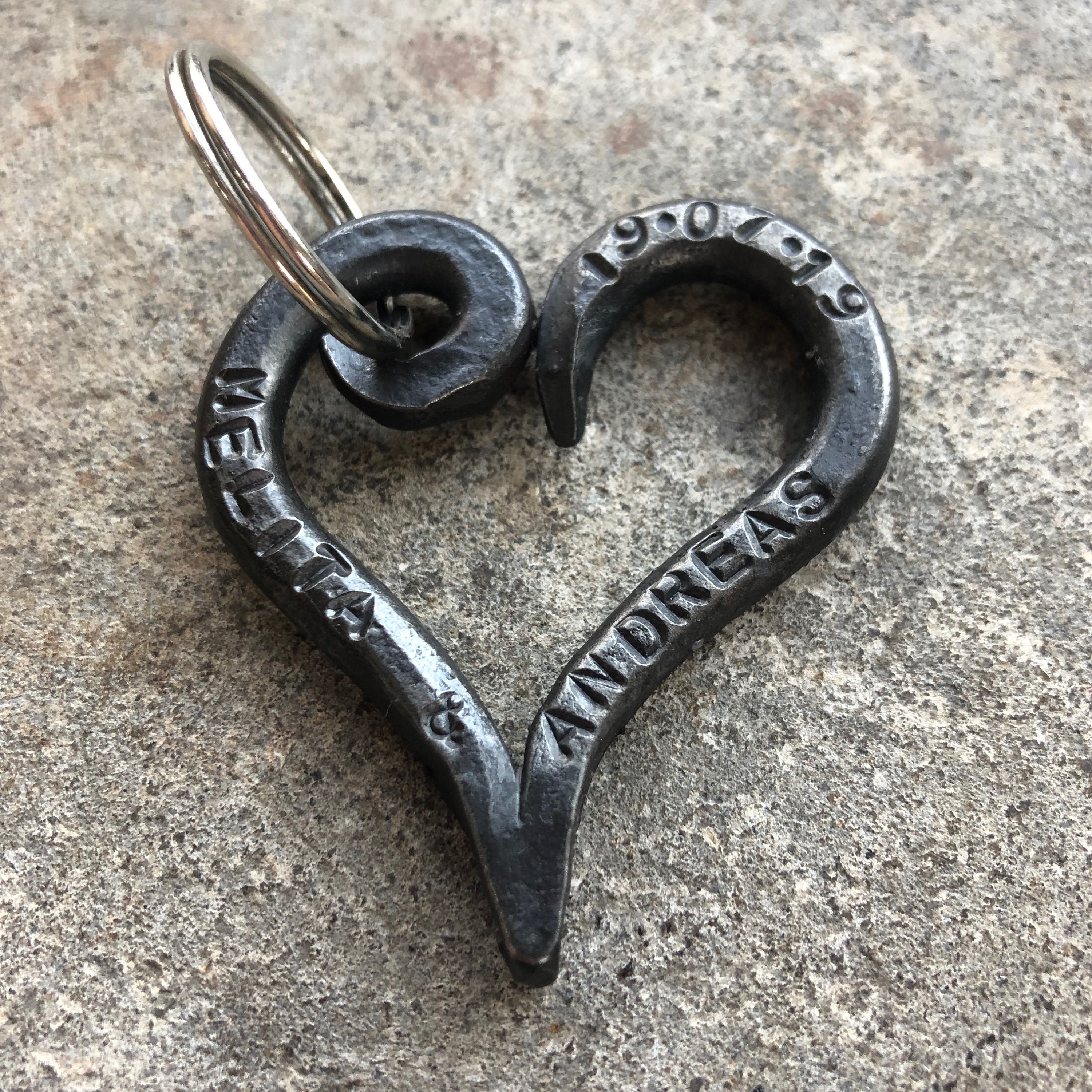 Heart Keyring Iron Keychain Personalized with Names or Etsy