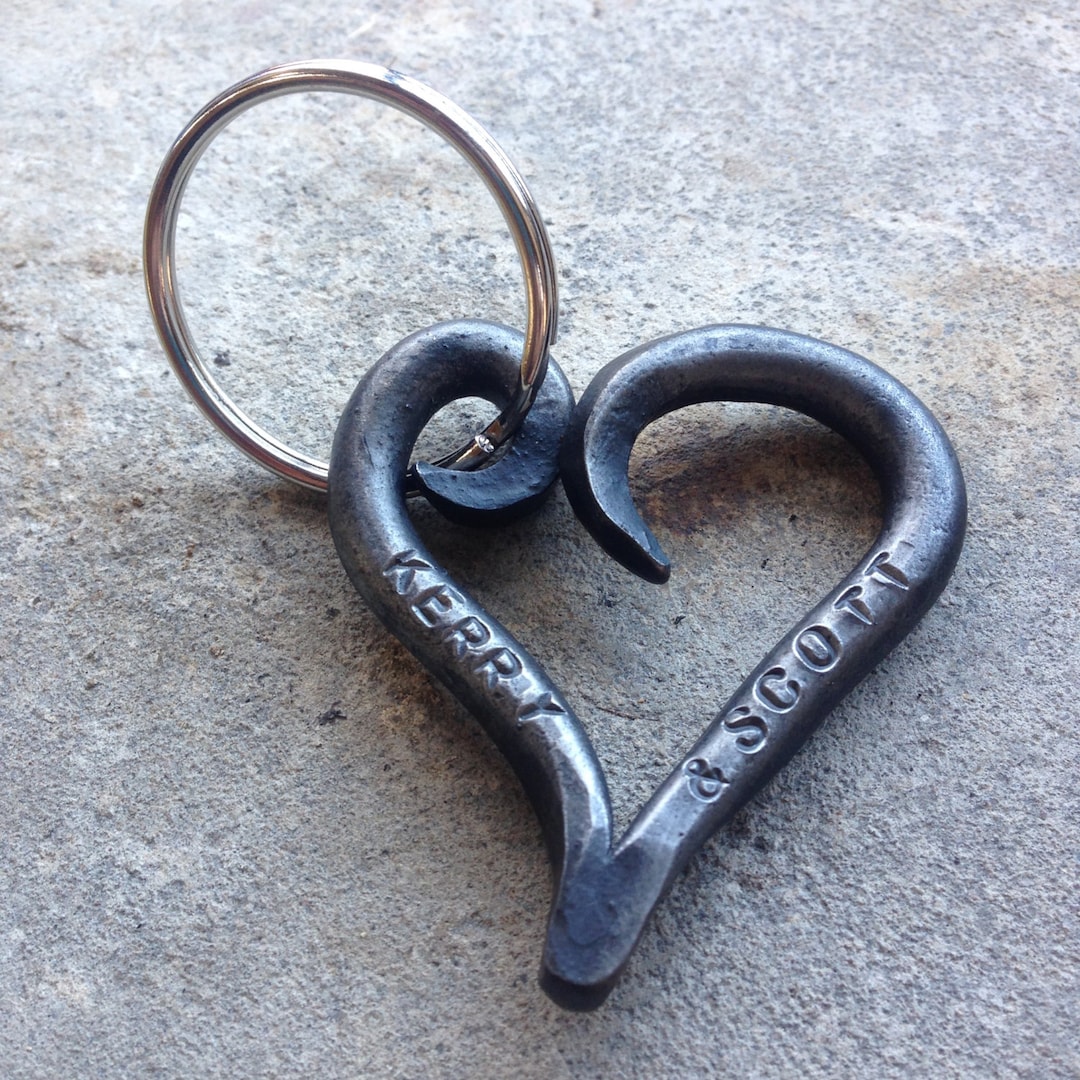 Heart Keyring, Iron Keychain, Personalized With Names or Initials ...