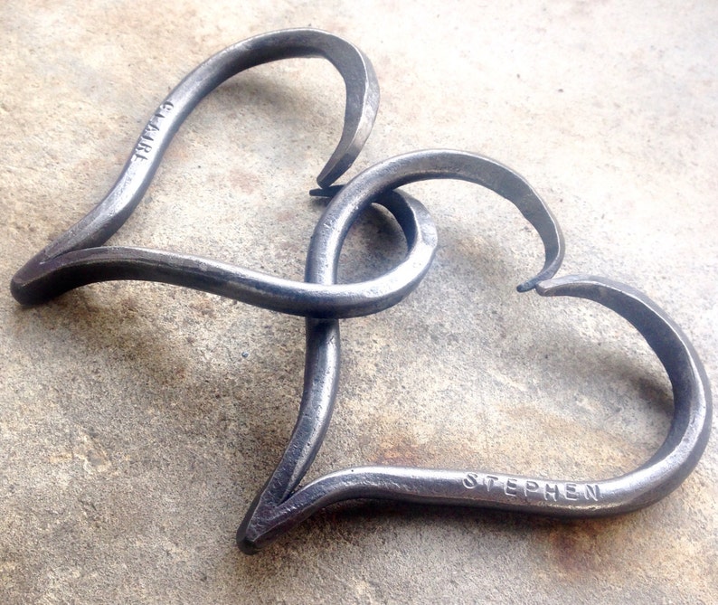 Pair of Interlinked Iron Hearts 6th Anniversary Gift Can Be Etsy