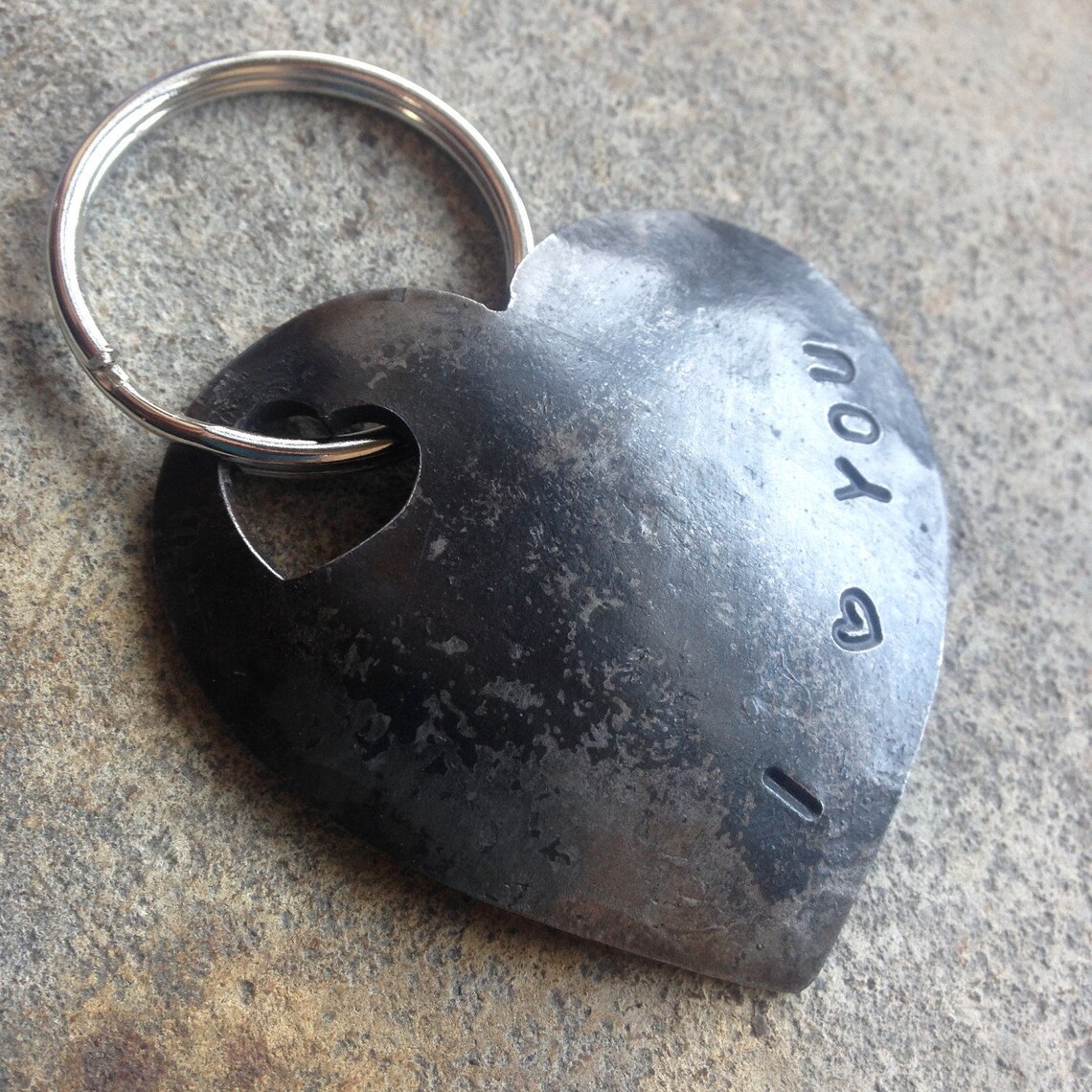 Iron Heart Keyring Keychain Can be Personalized with Names Etsy