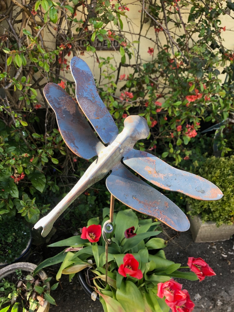Dragonfly Garden Art Steel Dragonfly Garden Sculpture Gift Etsy UK