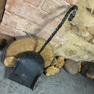 Dragon Topped Dustpan Fire Tool for Fireplace or Woodburner, Blacksmith Made