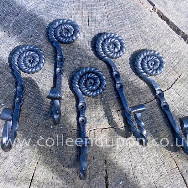 Ammonite Fossil Coat Hook Decorative and Functional Hand Forged Door Hook