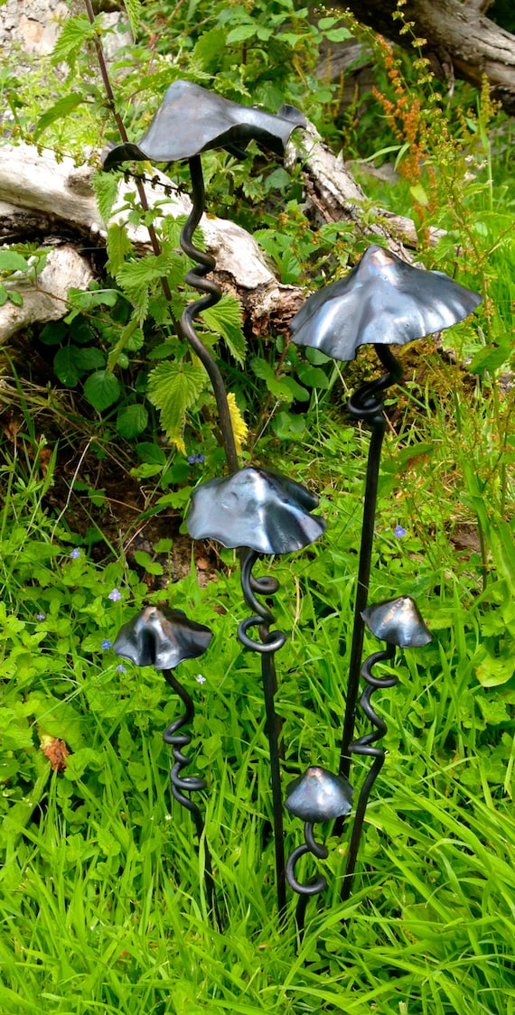 Metal Art Tree Art Corten Steel Patina Rust Steel Mushroom Fairies Decoration Fairy Garden Art Backyard Art Silhouette Art