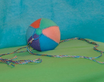 Waldorf Crib Mobile Rattle Ball Toy  (Red, Pink, Green, Teal, Blue, Purple), Handmade from Natural Materials