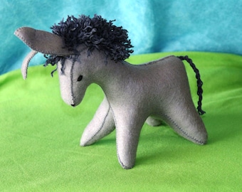 Waldorf Donkey (Grey), Handmade From Natural Materials