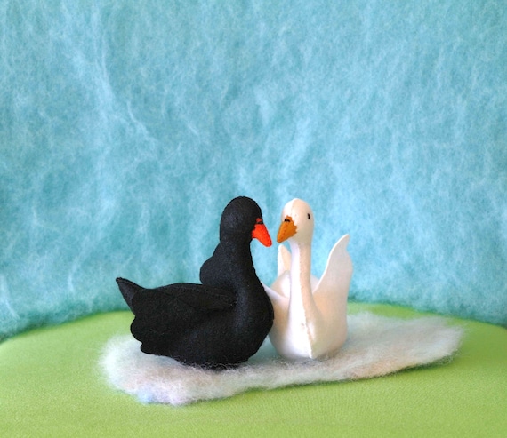Waldorf Swans In A Lake Composition, Handmade From Natural Materials