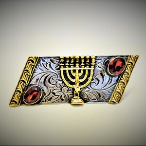 Jewish Jewelry. Gold & Silver Menorah Brooch. Judaica Jewelry. Unique Menorah Brooch. Jewish Brooches. Jewish jewelry. Personalized For Her.