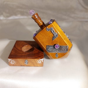 Hanukkah Dreidel. Silver & Wood Dreidel. Unique Dreidels For Collectibles. Personalized Spinning Top. Chanukah Dreidels.