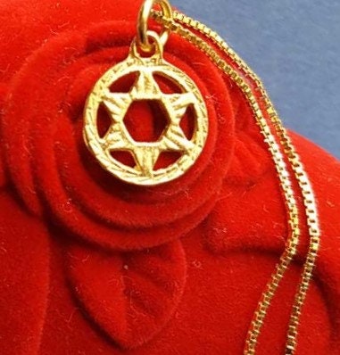 Gold Star Of David Pendant. 14k Gold David Star Necklaces. Men's Star Of David. Women Jewish Star From Israel. David Star Made In Israel.
