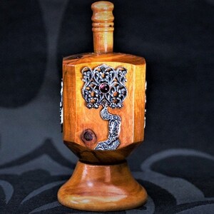 Hanukkah Dreidel From Israel. Unique Silver & Olive Wood Dreidel. Collectibles Dreidels. Handmade Chanuka Dreidel. Special Gift For Hanukah.