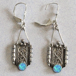 Israeli Earrings. Authentic Silver Earrings. Blue Opal Earrings. Earrings From Israel. Earrings For Wife. Personalized Earring.