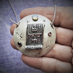 Am Yisrael Chai Necklace, Unique Silver Pendant, Handmade Am Israel Chai Jewelry, Personalized Gifts, Jewish Jewelry Gift for Mom