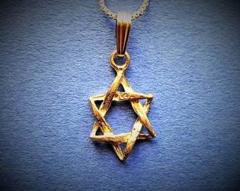 Star Of David Gold. 14k Solid Gold Woven Star Of David Pendant. Gold Twisted David Star Necklace From Israel. Gold Jewish Star Necklace.