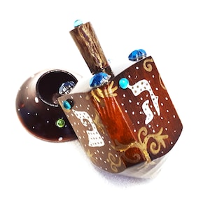 Hanukkah Dreidel. Olive Wood Hanukah Dreidel. Chanukah Dreidel For Collectibles. Hanukkah Gifts. Handmade Hanukkah Spinning Top.