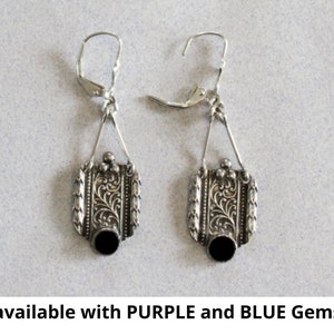Israeli Earrings. Silver Israeli Earrings. Unique Israeli Earrings. Art Nouveau & Onyx Earrings. Personalized Earrings. Made In Israel.