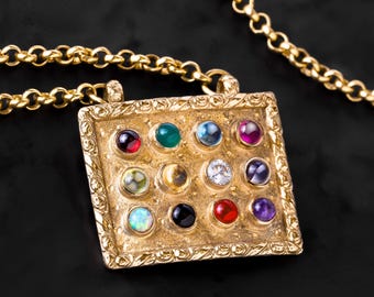 12 Tribes Of Israel Pendant. Solid Gold. Handmade. Father's Day Gifts. Ephod. High Priest Breastplate.