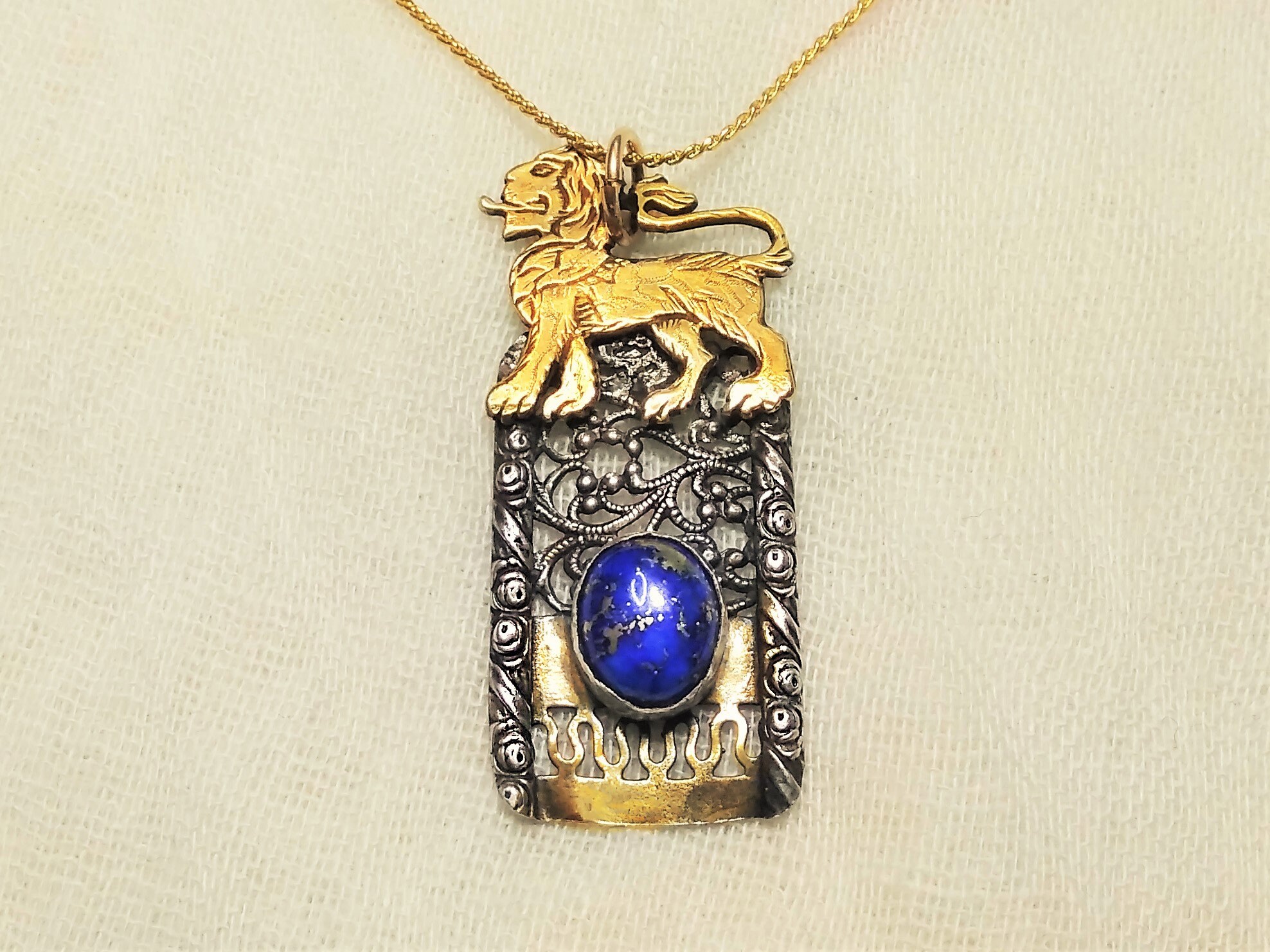 Gold Lion Of Judah Necklace. 14k Gold 