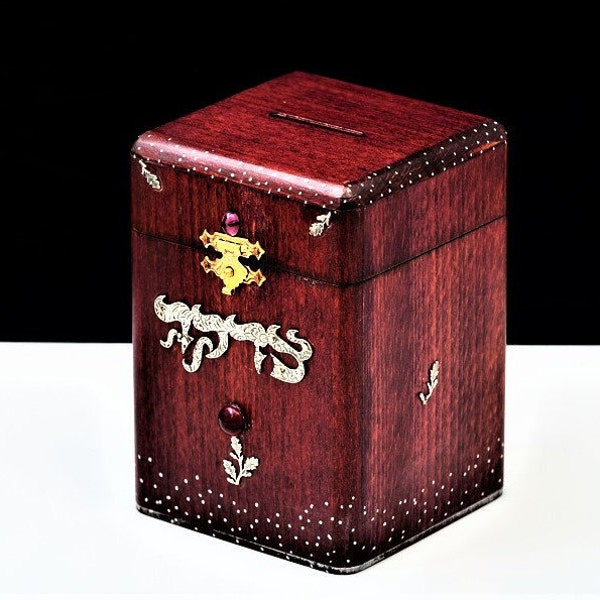 Tzedakah Boxes. Silver & Wood Jewish Charity Box. Tzedakah Box Made In Israel. Jewish Gifts. Judaica Gifts. Personalized Gifts.