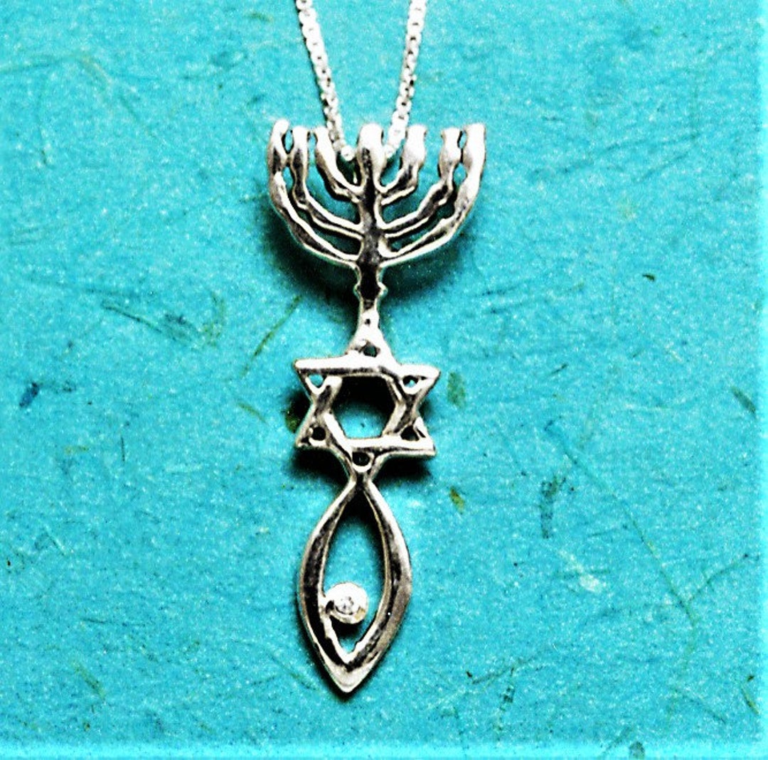 Messianic Seal of Jerusalem Necklace. Silver Messianic Seal Of