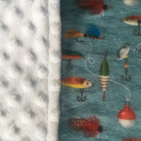 Fishing Lure Flannel and Minky Blanket - Baby or Toddler Boy