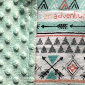 Life is an Adventure Tribal Flannel and Minky Blanket - Baby or Toddler
