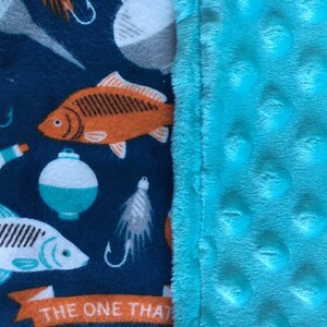 Gone Fishing Flannel and Minky Blanket - Baby Boy