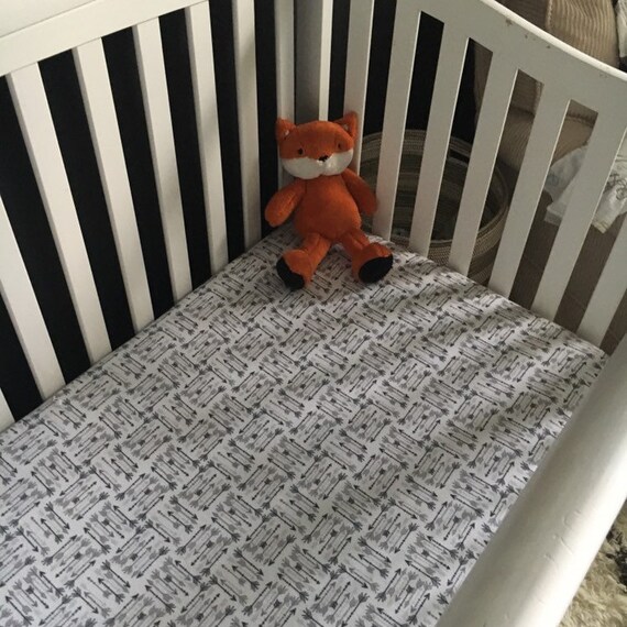 Fitted Flannel Crib Sheet White With Black And Gray Arrows Etsy