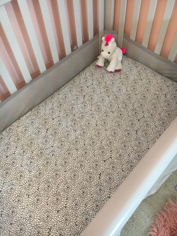 Fitted Crib Sheet Black And White Floral Flannel Fitted Crib Etsy