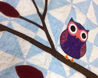 Owl on a Limb Baby Quilt  or Wall Hanging Pattern 40”X50”