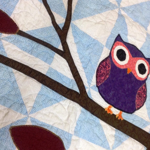 Owl on a Limb Baby Quilt  or Wall Hanging Pattern 40”X50”