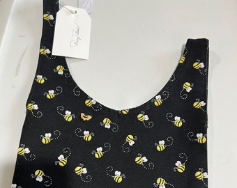 Small Japanese Knot Bag Over the Wrist fully lined "Busy Bees"