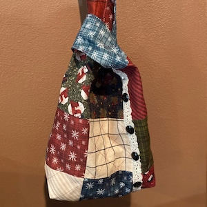 Japanese Knot Bag w Shoulder strap, individually made, exterior quilted, fully lined. Winter design FREE SHIPPING to contingent US