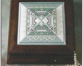 Tea Caddy Treasure Box counted cross stitch and other embroidery stitches designed by Sandra Vanosdall...
