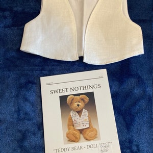 Sweet Nothing Counted Cross Stitch & Teddy Bear/Doll Vest 18&quot; (1998)