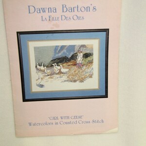Dawna Barton&#39;s &quot;Girl with Geese&quot; Watercolors in Counted Cross Stitch   (1987)