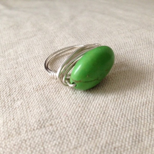 Lime Green Turquoise Ring