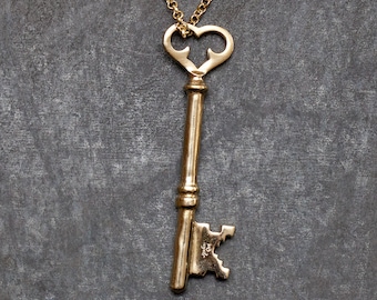 Messing hartsleutelhanger: skeletketting