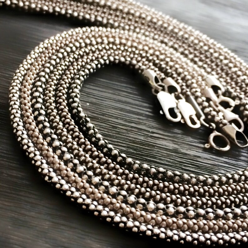 Sterling Silver Popcorn Chain // Coreana Oxidized Weathered Etsy